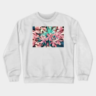 Sunny Agapanthus Flower in Pink & Teal Crewneck Sweatshirt